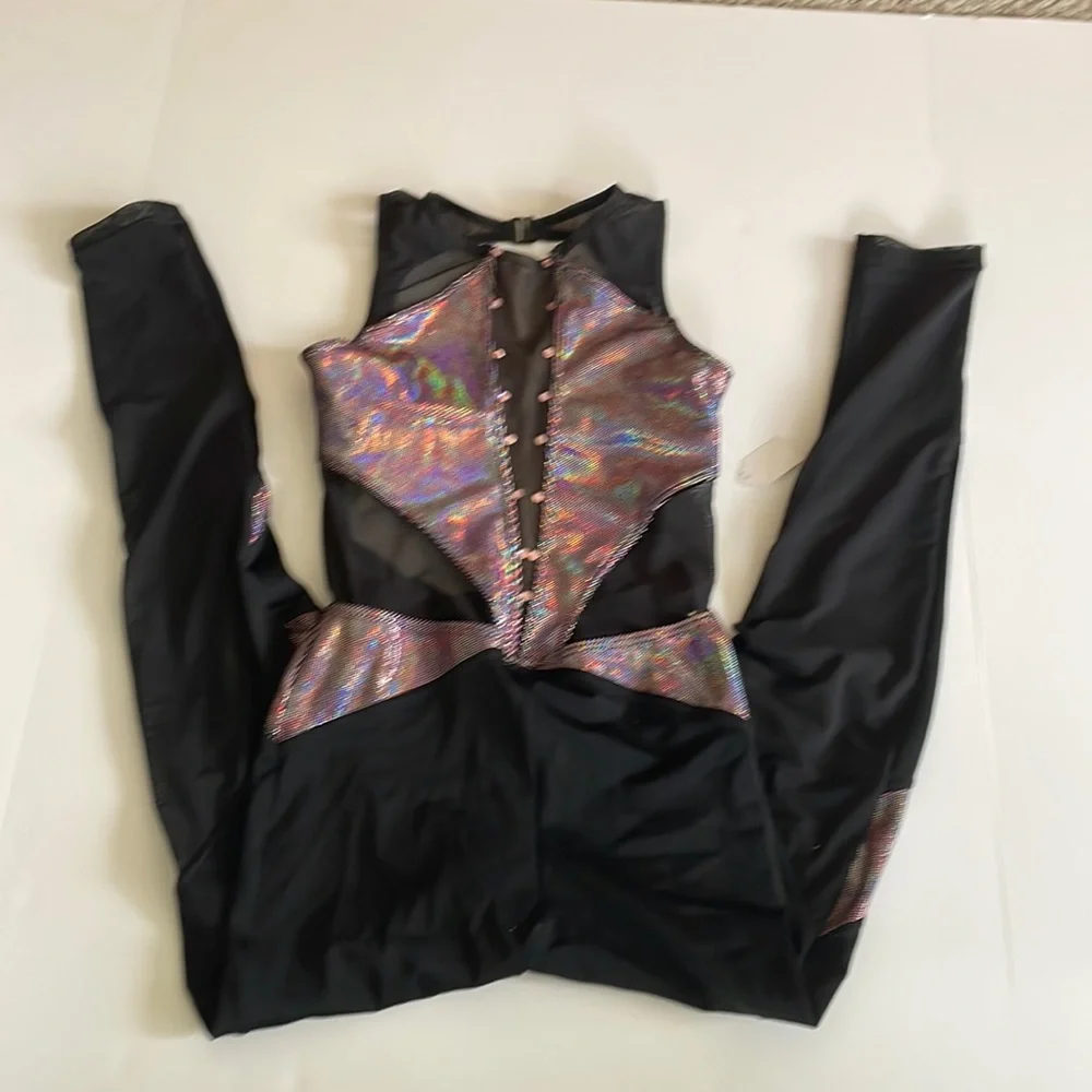 Weissman unitard black purple/pink size L